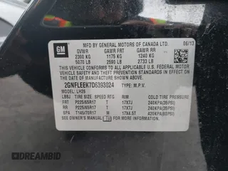 2013 Chevrolet Equinox LT z VIN 2GNFLEEK7D6393024, wystawiony jako IAAI lot #41891172 z przebiegiem 153 491 mil mil oraz . Historia ofert i sprzedaży dostępna na DreamBid. Obrazek 9.