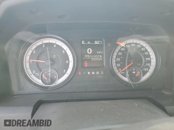 2023 Ram 1500 Express with VIN 3C6RR7KT9PG658247, listed as a Copart auction lot 57168235 with 30,253 mi miles and Salvage title. Bid and sale history available at DreamBid. Image 9.