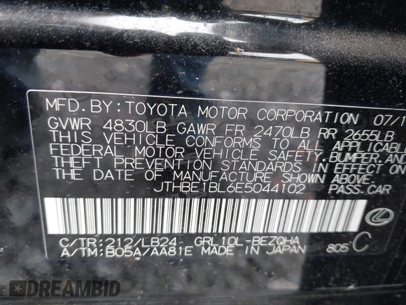 2014 Lexus GS 350 z VIN JTHBE1BL6E5044102, wystawiony jako IAAI lot #41828386 z przebiegiem 112 211 mil mil oraz . Historia ofert i sprzedaży dostępna na DreamBid. Obrazek 9.