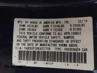 2014 Honda Accord LX with VIN 1HGCR2F36EA227759, listed as a IAAI auction lot 41972481 with 89,061 mi miles and . Bid and sale history available at carsss.com. Image 9.