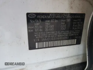 2017 Hyundai Santa Fe 2.4L with VIN 5NMZU3LB3HH026940, listed as a Copart auction lot 59504215 with 120,093 mi miles and Clean title. Bid and sale history available at DreamBid. Image 13.