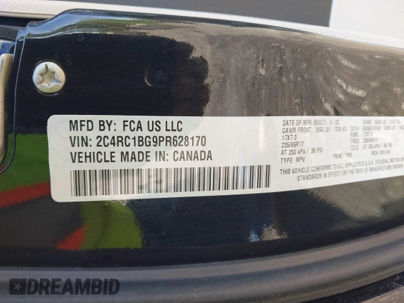 2023 Chrysler Pacifica Touring L with VIN 2C4RC1BG9PR628170, listed as a IAAI auction lot 42515590 with 41,987 mi miles and . Bid and sale history available at DreamBid. Image 9.