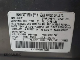 2011 Infiniti G37 Sedan Journey with VIN JN1CV6AP1BM509056, listed as a IAAI auction lot 41713097 with Not Provided miles. Bid and sale history available at carsss.com. Image 9.