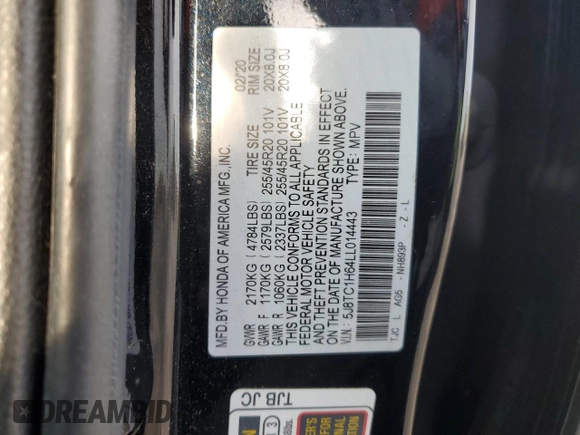 2020 Acura RDX w/A-Spec Pkg with VIN 5J8TC1H64LL014443, listed as a Copart auction lot 42860434 with 0 mi miles. Bid and sale history available at carsss.com. Image 13.