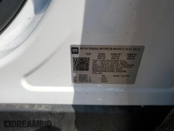 2024 Chevrolet Equinox LS with VIN 3GNAXHEG2RL235298, listed as a Copart auction lot 59908925 with 15,451 mi miles and Clean title. Bid and sale history available at DreamBid. Image 12.