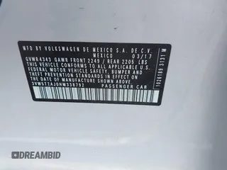 2017 Volkswagen Jetta GLI z VIN 3VW5T7AJ0HM338792, wystawiony jako IAAI lot #42285176 z przebiegiem 95 566 mil mil oraz . Historia ofert i sprzedaży dostępna na DreamBid. Obrazek 9.