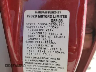 2004 Isuzu Rodeo S with VIN 4S2DM58W844300545, listed as a Copart auction lot 72277394 with Not Provided miles and Clean Title. Bid and sale history available at DreamBid. Image 12.