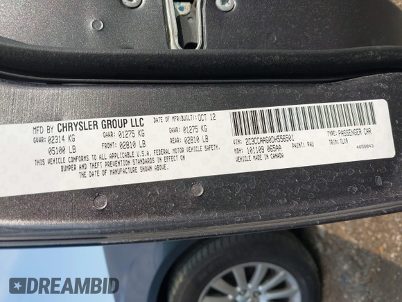 2013 Chrysler 300 with VIN 2C3CCAAG0DH556501, listed as a IAAI auction lot 42104305 with 91,914 mi miles. Bid and sale history available at carsss.com. Image 9.