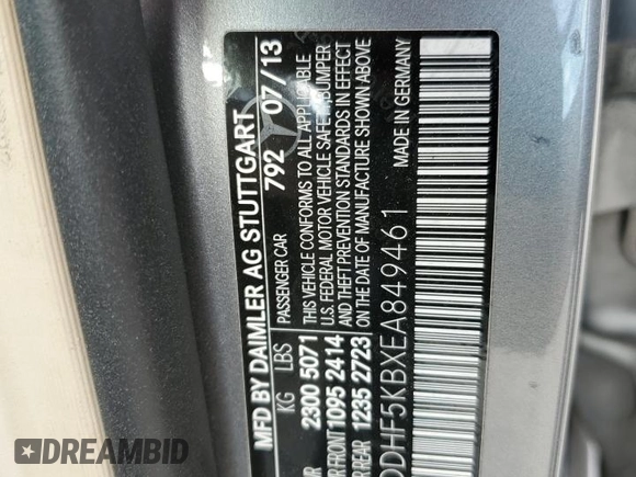2014 Mercedes-Benz E-Class E 350 Sport with VIN WDDHF5KBXEA849461, listed as a Copart auction lot 53122165 with 87,615 mi miles and Salvage Title. Bid and sale history available at carsss.com. Image 12.