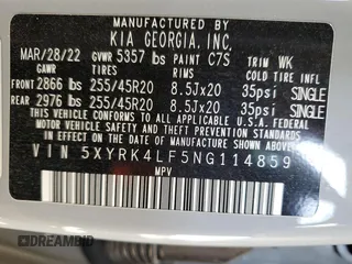 2022 Kia Sorento SX with VIN 5XYRK4LF5NG114859, listed as a Copart auction lot 58361485 with 51,825 mi miles and Salvage title. Bid and sale history available at DreamBid. Image 13.