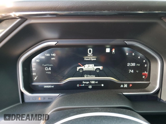 2023 GMC Sierra 1500 AT4 with VIN 1GTUUEE86PZ149679, listed as a Copart auction lot 53154385 with 36,826 mi miles and Salvage title. Bid and sale history available at DreamBid. Image 9.