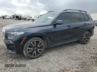 2019 BMW X7 xDrive50i with VIN 5UXCX4C58KLB39724, listed as a Copart auction lot 47436755 with 0 mi miles and Salvage Title. Bid and sale history available at carsss.com. Image 1.
