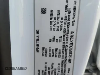 2020 Tesla Model 3 Standard Range Plus z VIN 5YJ3E1EA2LF709170, wystawiony jako Copart lot #47885075 z przebiegiem 126 550 mil mil oraz Szkoda całkowita • Salvage title. Historia ofert i sprzedaży dostępna na DreamBid. Obrazek 13.