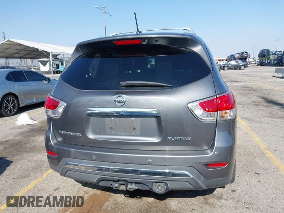 2015 Nissan Pathfinder Platinum with VIN 5N1AR2MN8FC693981, listed as a IAAI auction lot 42145556 with 161,142 mi miles and . Bid and sale history available at DreamBid. Image 17.