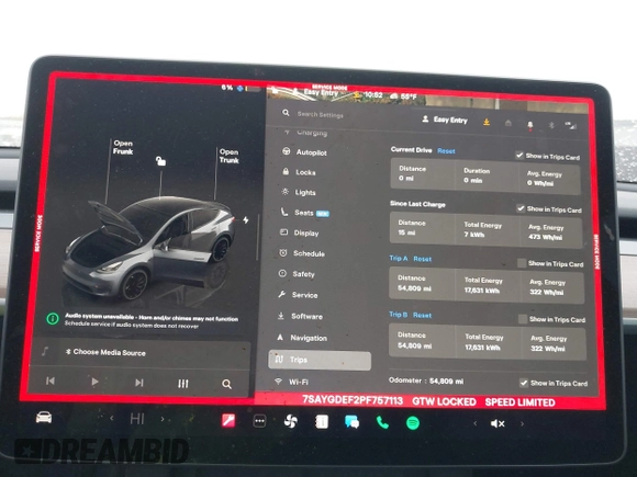 2023 Tesla Model Y Performance with VIN 7SAYGDEF2PF757113, listed as a IAAI auction lot 41881175 with 54,809 mi miles and . Bid and sale history available at DreamBid. Image 16.