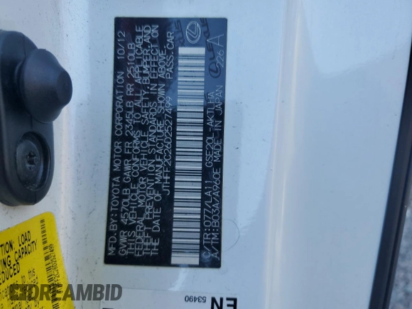 2013 Lexus IS 250 C with VIN JTHFF2C26D2527499, listed as a Copart auction lot 81529634 with 70,695 mi miles and Salvage title. Bid and sale history available at DreamBid. Image 13.