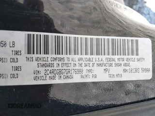 2016 Dodge Grand Caravan SE with VIN 2C4RDGBG7GR176980, listed as a IAAI auction lot 42026126 with 257,489 mi miles and . Bid and sale history available at DreamBid. Image 9.
