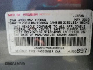 2010 Mitsubishi Lancer Ralliart z VIN JA32V6FV0AU030074, wystawiony jako Copart lot #52625195 z przebiegiem 140 543 mil mil oraz Szkoda całkowita • Salvage title. Historia ofert i sprzedaży dostępna na DreamBid. Obrazek 14.
