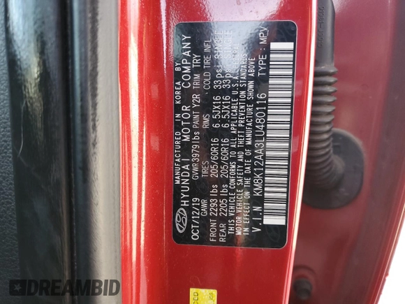 2020 Hyundai Kona SE with VIN KM8K12AA3LU480116, listed as a Copart auction lot 81517974 with 92,010 mi miles and Clean Title. Bid and sale history available at carsss.com. Image 14.