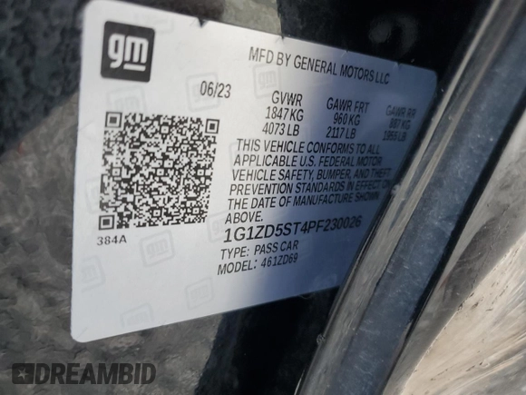 2023 Chevrolet Malibu LT with VIN 1G1ZD5ST4PF230026, listed as a Copart auction lot 54833875 with 73,213 mi miles and Non Repairable. Bid and sale history available at DreamBid. Image 13.