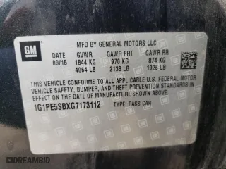 2016 Chevrolet Cruze Limited LT with VIN 1G1PE5SBXG7173112, listed as a Copart auction lot 46382374 with NaN miles and Non Repairable. Bid and sale history available at carsss.com. Image 12.