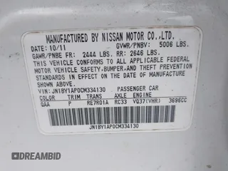 2012 Infiniti M with VIN JN1BY1AP0CM334130, listed as a IAAI auction lot 42096106 with 137,460 mi miles and . Bid and sale history available at DreamBid. Image 9.