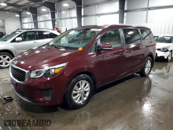 2016 Kia Sedona LX with VIN KNDMB5C17G6112900, listed as a Copart auction lot 66140554 with 208,132 mi miles and Salvage Title. Bid and sale history available at carsss.com. Image 1.