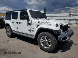 2020 Jeep Wrangler Unlimited Sahara with VIN 1C4HJXEN0LW161222, listed as a Copart auction lot 63681485 with 80,957 mi miles and Salvage title. Bid and sale history available at DreamBid. Image 4.