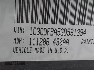 2016 Dodge Dart SXT with VIN 1C3CDFBA5GD591394, listed as a IAAI auction lot 41474744 with Not Provided miles and . Bid and sale history available at carsss.com. Image 9.