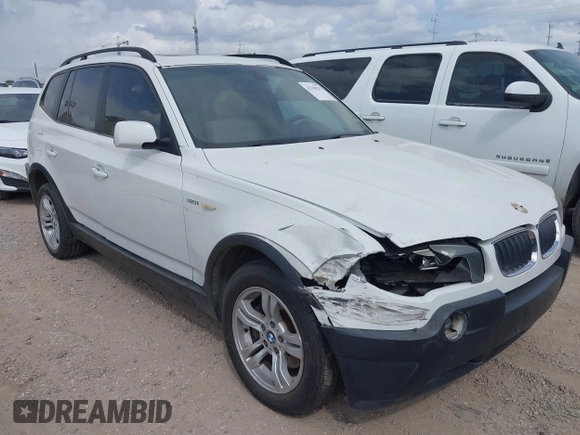 2005 BMW X3 3.0i z VIN WBXPA93485WD12527, wystawiony jako IAAI lot #42140212 z przebiegiem 345 646 mil mil oraz . Historia ofert i sprzedaży dostępna na DreamBid. Obrazek 1.