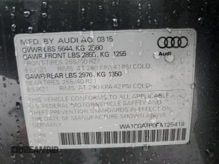 2015 Audi SQ5 Premium Plus with VIN WA1CGAFP0FA125418, listed as a Copart auction lot 58031415 with 156,188 mi miles and Salvage title. Bid and sale history available at DreamBid. Image 14.