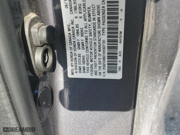2017 Honda Civic Coupe LX-P with VIN 2HGFC4B01HH307191, listed as a Copart auction lot 48559865 with 126,227 mi miles and Salvage Title. Bid and sale history available at carsss.com. Image 13.