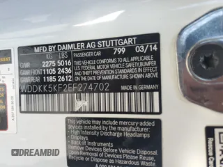 2014 Mercedes-Benz E 350 with VIN WDDKK5KF2EF274702, listed as a Copart auction lot 50401895 with 52,832 mi miles and Salvage Title. Bid and sale history available at DreamBid. Image 12.