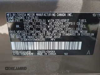 2011 Toyota RAV4 Ltd with VIN 2T3DK4DV0BW060285, listed as a IAAI auction lot 41677068 with 61,636 mi miles. Bid and sale history available at carsss.com. Image 9.