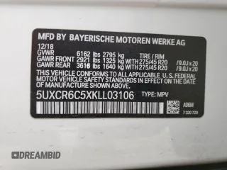 2019 BMW X5 xDrive40i with VIN 5UXCR6C5XKLL03106, listed as a Copart auction lot 40687943 with 57,061 mi miles. Bid and sale history available at carsss.com. Image 14.
