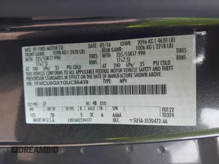 2016 Ford Escape SE z VIN 1FMCU0GX1GUC56439, wystawiony jako IAAI lot #42491397 z przebiegiem 158 785 mil mil oraz . Historia ofert i sprzedaży dostępna na DreamBid. Obrazek 9.