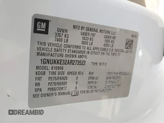 2010 Chevrolet Suburban LTZ with VIN 1GNUKKE32AR273522, listed as a IAAI auction lot 41820739 with 139,406 mi miles. Bid and sale history available at carsss.com. Image 9.
