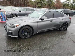 2018 Infiniti Q50 Luxe with VIN JN1EV7AR8JM430756, listed as a Copart auction lot 81227424 with 52,426 mi miles and Salvage title. Bid and sale history available at DreamBid. Image 1.