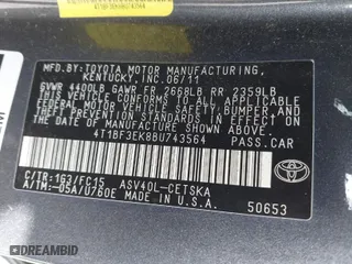 2011 Toyota Camry LE with VIN 4T1BF3EK8BU743564, listed as a IAAI auction lot 41795818 with 168,877 mi miles. Bid and sale history available at carsss.com. Image 9.