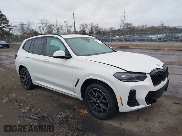 2024 BMW X3 xDrive30i with VIN 5UX53DP00R9W05606, listed as a IAAI auction lot 41730750 with 28,781 mi miles and . Bid and sale history available at DreamBid. Image 1.