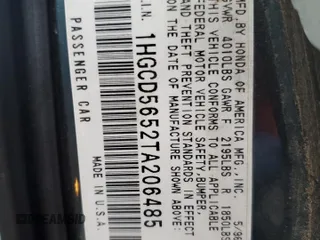 1996 Honda Accord EX with VIN 1HGCD5652TA206485, listed as a Copart auction lot 86851064 with 158,907 mi miles and Salvage Title. Bid and sale history available at DreamBid. Image 12.