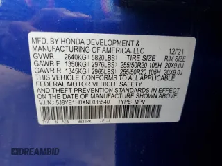 2022 Acura MDX w/A-Spec Package with VIN 5J8YE1H0XNL035540, listed as a Copart auction lot 51277775 with 33,724 mi miles and Salvage Title. Bid and sale history available at carsss.com. Image 12.