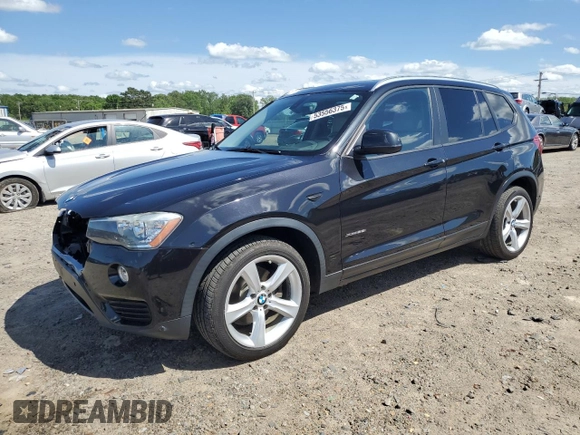 2017 BMW X3 xDrive28i with VIN 5UXWX9C5XH0T01872, listed as a Copart auction lot 53556375 with 142,480 mi miles and Salvage Title. Bid and sale history available at DreamBid. Image 1.