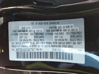 2012 Mazda CX-9 Grand Touring with VIN JM3TB2DA9C0347747, listed as a IAAI auction lot 41996548 with 130,671 mi miles and . Bid and sale history available at DreamBid. Image 9.