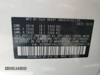 2016 Subaru Legacy Premium with VIN 4S3BNAF69G3029047, listed as a Copart auction lot 61588915 with 223,297 mi miles and Salvage title. Bid and sale history available at DreamBid. Image 12.