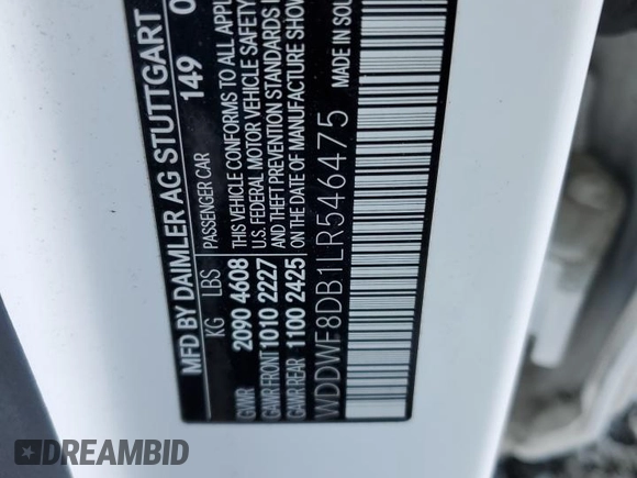 2020 Mercedes-Benz C 300 with VIN WDDWF8DB1LR546475, listed as a Copart auction lot 42337045 with 92,892 mi miles and Salvage title. Bid and sale history available at DreamBid. Image 12.