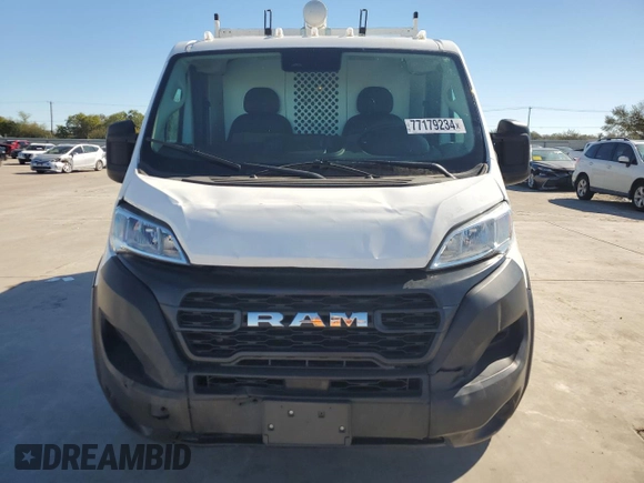 2023 Ram ProMaster Cargo with VIN 3C6LRVVG5PE527224, listed as a Copart auction lot 77179234 with 33,804 mi miles and Salvage Title. Bid and sale history available at DreamBid. Image 5.