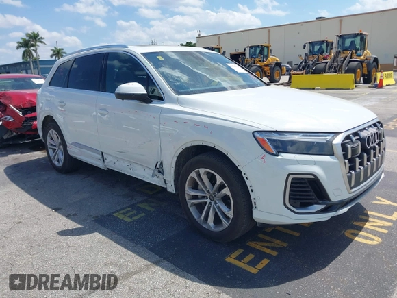 2025 Audi Q7 Premium Plus with VIN WA1LVBF70SD014968, listed as a IAAI auction lot 41787534 with 7,568 mi miles and . Bid and sale history available at DreamBid. Image 1.