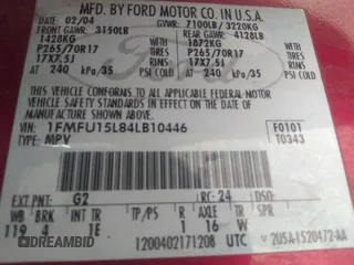 2004 Ford Expedition Special Service z VIN 1FMFU15L84LB10446, wystawiony jako IAAI lot #42352416 z przebiegiem 273 817 mil mil oraz . Historia ofert i sprzedaży dostępna na DreamBid. Obrazek 9.