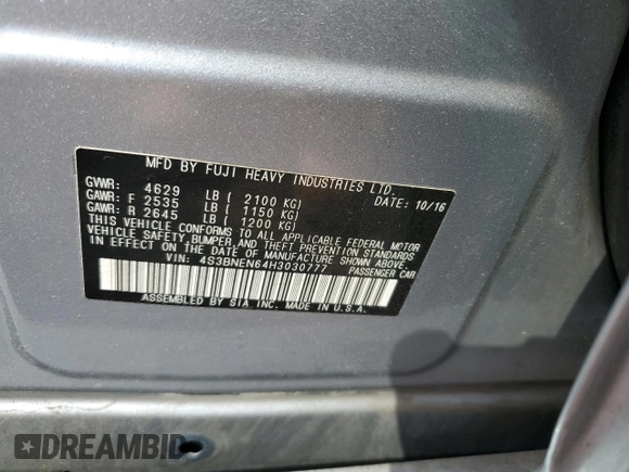2017 Subaru Legacy Limited with VIN 4S3BNEN64H3030777, listed as a Copart auction lot 48906485 with 63,160 mi miles and Salvage Title. Bid and sale history available at carsss.com. Image 12.